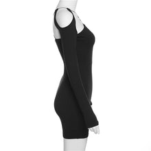 Load image into Gallery viewer, Sexy Lowcut Hollow Solid Color Open Back Halterneck Long Sleeve Summer Short Slim Fit Wrap Hip Dress