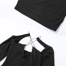 Load image into Gallery viewer, Sexy Lowcut Hollow Solid Color Open Back Halterneck Long Sleeve Summer Short Slim Fit Wrap Hip Dress