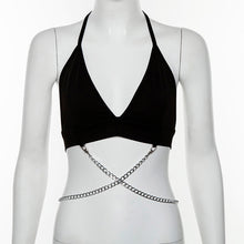 Load image into Gallery viewer, Off-shoulder Bowknot Straps Slim Hollow Mesh Navel Crop Top Suspenders Vest Fashion Women Sling T-shirt
