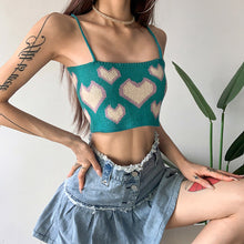 Load image into Gallery viewer, Summer Off-shoulder Slim Fit Knitted Crop Tops Vest Heart Print Fashion Women's Strap Halterneck Backless Knitted Sweater