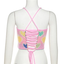 Load image into Gallery viewer, Summer Off-shoulder Slim Fit Knitted Crop Tops Vest Heart Print Fashion Women's Strap Halterneck Backless Knitted Sweater