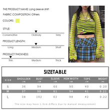 Load image into Gallery viewer, Loose Mesh-paneled Knitted Striped Top Sexy Perspective Long-sleeved All-match Round Neck Crop Top Sweater