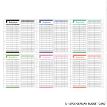 Load image into Gallery viewer, 12sheet Budget Card Paper for A6 Size Budget Binder Refill Notebook Money Expense Planner Filler Paper