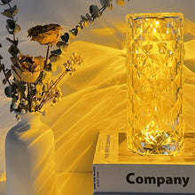 Load image into Gallery viewer, Acrylic Diamond Rose Table Lamp USB Chargeable Touch Sensor Night Light Home Decor LED Light with Control Bedroom Decoration Lamp Gift
