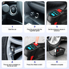 Load image into Gallery viewer, Car Air Compressor 120W Portable Handheld 150Psi Car Tire Inflator Pump With LED Lighting Fast Replenish Electric Air Pump