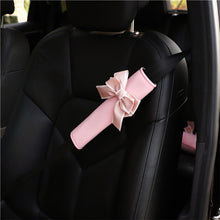 Load image into Gallery viewer, Car Styling Pink Princess Bow Tie Car Seat Belt Cover Shoulder Strap Soft Plush Protector Shoulder Pad Protector Car Decor