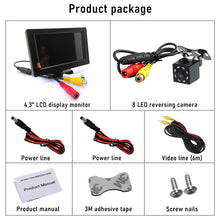 Load image into Gallery viewer, 4.3"Car Rear View Camera Wide Degree TFT LCD Color Display Monitor Waterproof Night Vision Reversing Backup 2In1 Parking Rever