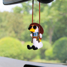Load image into Gallery viewer, Cute Anime Pistol Cowboy Duck Car Rearview Mirror Pendant Decoration Super Cool Swing Duck Car Decor Pendant Auto Ornament Gift