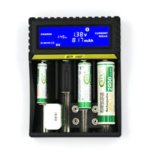 Load image into Gallery viewer, BTY-V407 Battery Charger Li-ion Li-fe Ni-MH Ni-CD Smart Fast Charger for 18650 26650 6F22 9V AA AAA 16340 14500 Battery Charger