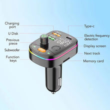 Load image into Gallery viewer, Bluetooth 5.0 Wireless FM Transmitter Dual Display PD 20W Fast Charging Dual USB Charger Handsfree Car Kit FM Modulator
