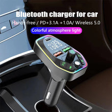 Load image into Gallery viewer, Bluetooth 5.0 Wireless FM Transmitter Dual Display Type C PD 20W 3.1A Fast Charging Dual USB Charger Handsfree Car Kit