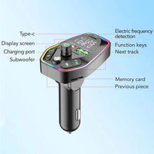 Load image into Gallery viewer, Bluetooth 5.0 Wireless FM Transmitter Dual Display Type C PD 20W 3.1A Fast Charging Dual USB Charger Handsfree Car Kit