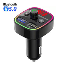 Load image into Gallery viewer, Ambient Light Bluetooth 5.0 FM Transmitter Car Kit MP3 Modulator Player Handsfree Audio Receiver 3.1A Dual USB Fast Car Charger