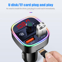 Load image into Gallery viewer, Ambient Light Bluetooth 5.0 FM Transmitter Car Kit MP3 Modulator Player Handsfree Audio Receiver 3.1A Dual USB Fast Car Charger