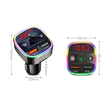Load image into Gallery viewer, Ambient Light Bluetooth 5.0 FM Transmitter Car Kit MP3 Modulator Player Handsfree Audio Receiver 3.1A Dual USB Fast Car Charger