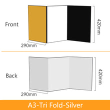 Load image into Gallery viewer, A3/A4 Fold Photography Reflection Card Portable Light Guide Plate Photography White Black Silver Golden Reflector Board Prop 2 Side Shooting Shading Plate For Photo Studio