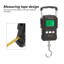 Load image into Gallery viewer, 75Kg 10g USB Chargeable LCD Digital Scale with 1m Ruler Tapeline Portable Hanging Hook Scale Fishing Travel Mini Electronic Weighing Scale