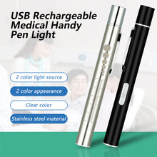 Load image into Gallery viewer, USB Rechargeable Medical Handy Pen Light with Scale Mini Nursing Flashlight LED Torch Lamp With Stainless Steel Clip Pocket Led Flashlight