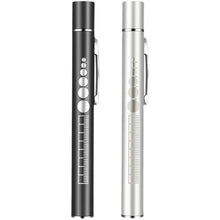 Load image into Gallery viewer, USB Rechargeable Medical Handy Pen Light with Scale Mini Nursing Flashlight LED Torch Lamp With Stainless Steel Clip Pocket Led Flashlight