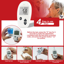 Load image into Gallery viewer, Blood Sugar Test Kit Diabetes Blood Glucose Meter Monitor Kit with 50 Test Strips and 50 Lancets Sugar Machine Blood Glucose Meter