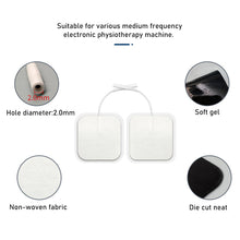 Load image into Gallery viewer, 10Pcs 2mm Plug Non-woven Fabric Reusable Self Adhesive Electrode Pads Conductive Gel Pad Body Physiotherapy Massage Electrodes
