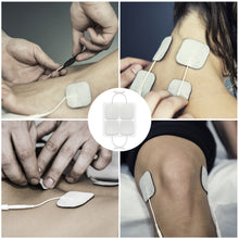 Load image into Gallery viewer, 10Pcs 2mm Plug Non-woven Fabric Reusable Self Adhesive Electrode Pads Conductive Gel Pad Body Physiotherapy Massage Electrodes