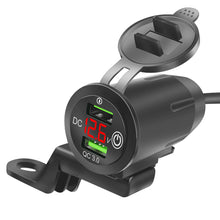 Load image into Gallery viewer, Motorcycle Dual QC 3.0 USB Charger Waterproof Fast Power Adapter Charge Voltmeter with Switch Motorcross
