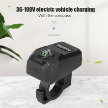 Load image into Gallery viewer, 22mm Motorcycle Handlebar Mount USB Charger 36-108V 5V/3.1A with Compass Waterproof for Mobile Phones Scooter E-bike ATV