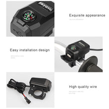 Load image into Gallery viewer, 22mm Motorcycle Handlebar Mount USB Charger 36-108V 5V/3.1A with Compass Waterproof for Mobile Phones Scooter E-bike ATV