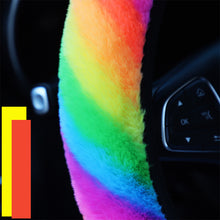 Load image into Gallery viewer, Universal 37-38cm Colorful Plush Elastic Car Steering Wheel Cover Winter Warmer Steering Wheel Cover Accessories