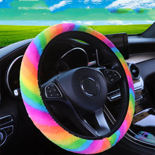 Load image into Gallery viewer, Universal 37-38cm Colorful Plush Elastic Car Steering Wheel Cover Winter Warmer Steering Wheel Cover Accessories