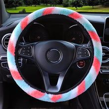 Load image into Gallery viewer, Universal 37-38cm Colorful Plush Elastic Car Steering Wheel Cover Winter Warmer Steering Wheel Cover Accessories