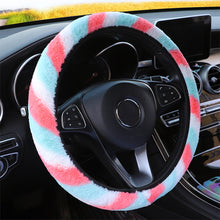 Load image into Gallery viewer, Universal 37-38cm Colorful Plush Elastic Car Steering Wheel Cover Winter Warmer Steering Wheel Cover Accessories