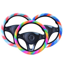 Load image into Gallery viewer, Universal 37-38cm Colorful Plush Elastic Car Steering Wheel Cover Winter Warmer Steering Wheel Cover Accessories