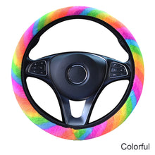 Load image into Gallery viewer, Universal 37-38cm Colorful Plush Elastic Car Steering Wheel Cover Winter Warmer Steering Wheel Cover Accessories