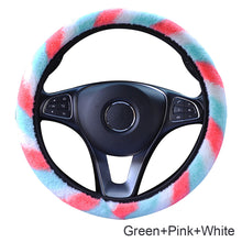Load image into Gallery viewer, Universal 37-38cm Colorful Plush Elastic Car Steering Wheel Cover Winter Warmer Steering Wheel Cover Accessories