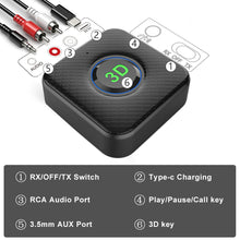 Load image into Gallery viewer, 2-in-1 Bluetooth Adapter Transmitter Receiver Bluetooth AUX 3D Stereo Wireless 3.5mm Adapter Dongle for TV PC Car Audio Speaker