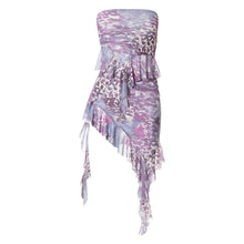 Load image into Gallery viewer, Printed Irregular Sleeveless Off Shoulder Tube Top Vest + Low Waist Hip Skirt Two-piece Suit