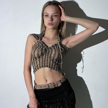 Load image into Gallery viewer, Sleeveless Plaid Print Tie Crop Sexy Top Tank Top Lace Up Navel Casual Top Vest