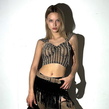 Load image into Gallery viewer, Sleeveless Plaid Print Tie Crop Sexy Top Tank Top Lace Up Navel Casual Top Vest