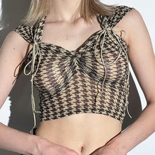 Load image into Gallery viewer, Sleeveless Plaid Print Tie Crop Sexy Top Tank Top Lace Up Navel Casual Top Vest