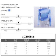 Load image into Gallery viewer, Tie-dye Printed Mesh Perspective Long Sleeve Off Shoulder Nightclub Summer Sexy Slim Fit T-shirt Top