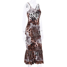 Load image into Gallery viewer, Fashionable Sexy Leopard Print Open Back Off Shoulder Women Elegant Mature Midi Slip Dress