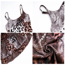 Load image into Gallery viewer, Fashionable Sexy Leopard Print Open Back Off Shoulder Women Elegant Mature Midi Slip Dress