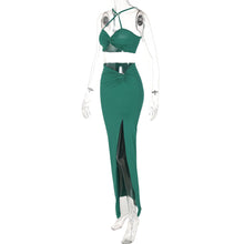 Load image into Gallery viewer, Open Back Off Shoulder Lowcut Hollow Sexy Strap Tube Top + Slim Slit Long Skirt Set