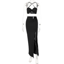 Load image into Gallery viewer, Open Back Off Shoulder Lowcut Hollow Sexy Strap Tube Top + Slim Slit Long Skirt Set
