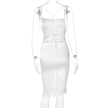 Load image into Gallery viewer, Sexy Stitching Lace Dress Autumn Lace-up Backless Off Shoulder Elegant Hip Skirt Lowcut Short Dress