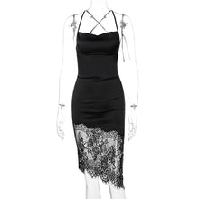 Load image into Gallery viewer, Sexy Stitching Lace Dress Autumn Lace-up Backless Off Shoulder Elegant Hip Skirt Lowcut Short Dress