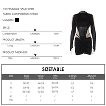 Load image into Gallery viewer, Summer Sexy Mesh Stitching Stand Collar Off-shoulder Waist Hollow Slim Fit Pleated Long-sleeved Hip Skirt Dress