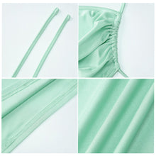 Load image into Gallery viewer, Lace-up Slim Fit Ruffle Tube Top + Ruched Skirt Set Women Sexy Open Back Floor-length Strap Dress